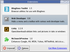 Screenshot of my Extensions window