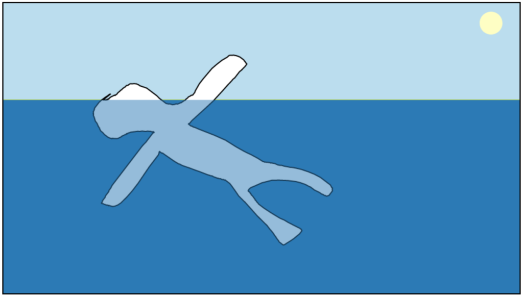 Screenshot from Iceberger web tool showing an iceberg shaped like a person.