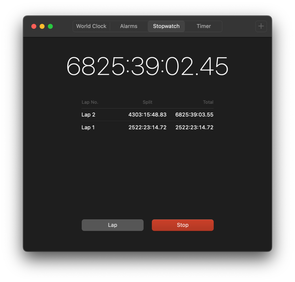 6825 hours 39 minutes and 2.45 seconds | Acts of Volition